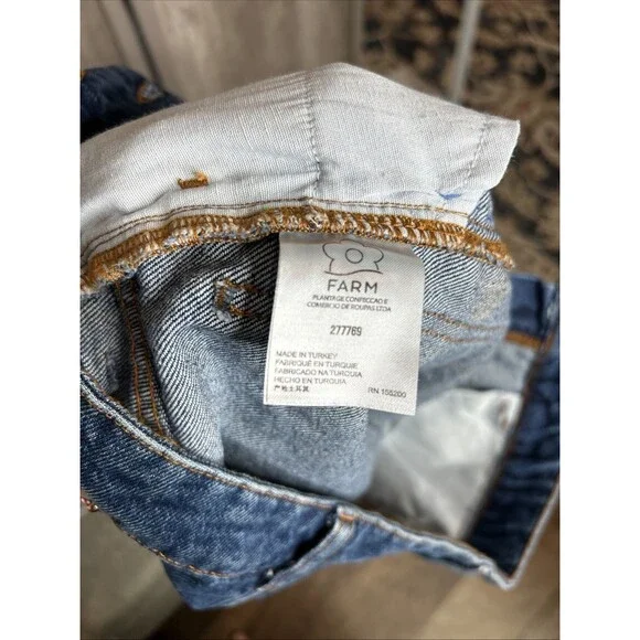 Farm Rio for Anthropologie Shorts 25 Crochet Granny Square Denim Boho - Picture 6 of 7